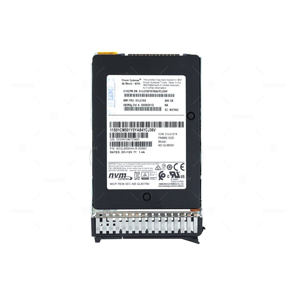 01LU763 IBM NVME 800GB U.2 LOW PROFILE FOR IBM E950 PSERIES POWER9